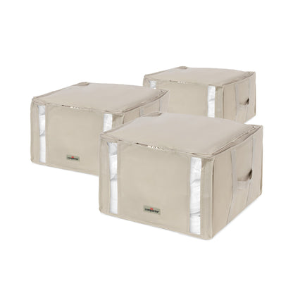 Compactor Lot de 3 boîtes de rangement sous vide Dune M beige