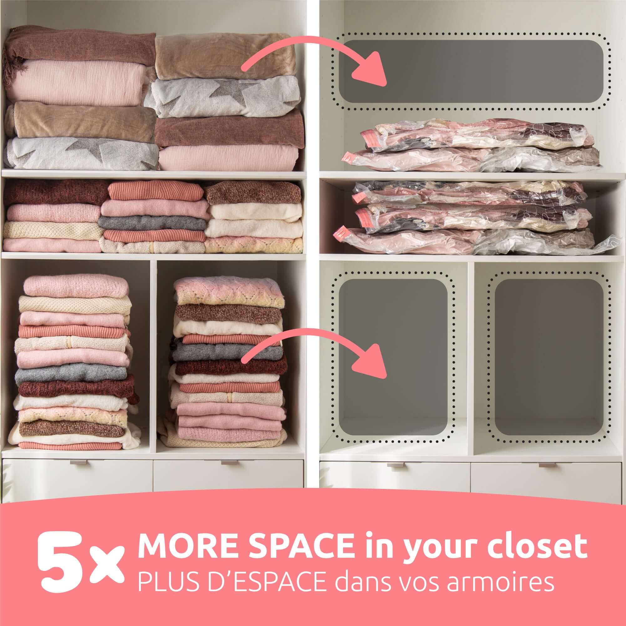 Compactor Pack de 2 bolsas de almacenamiento al vacío transparentes Aspispace M