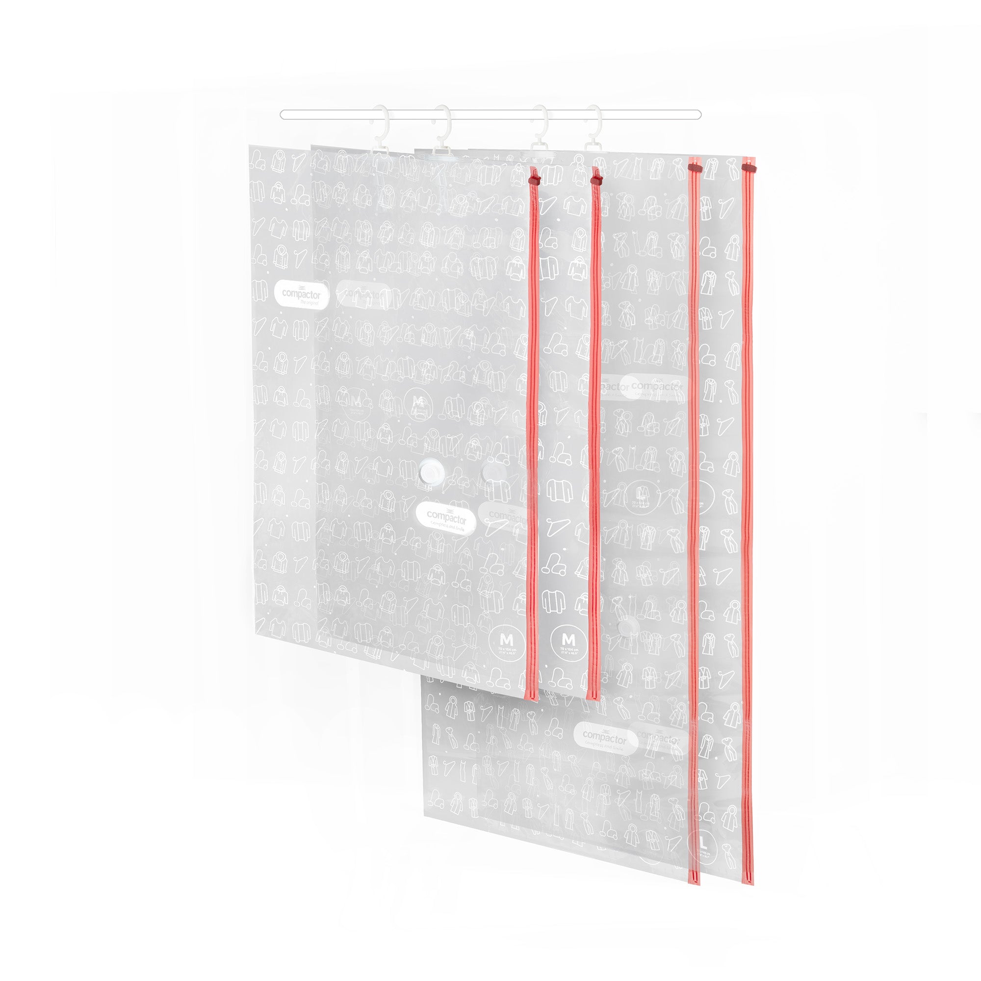 Compactor Pack de 4 bolsas de almacenamiento de vacío colgante Espace + 2m + 2l transparente