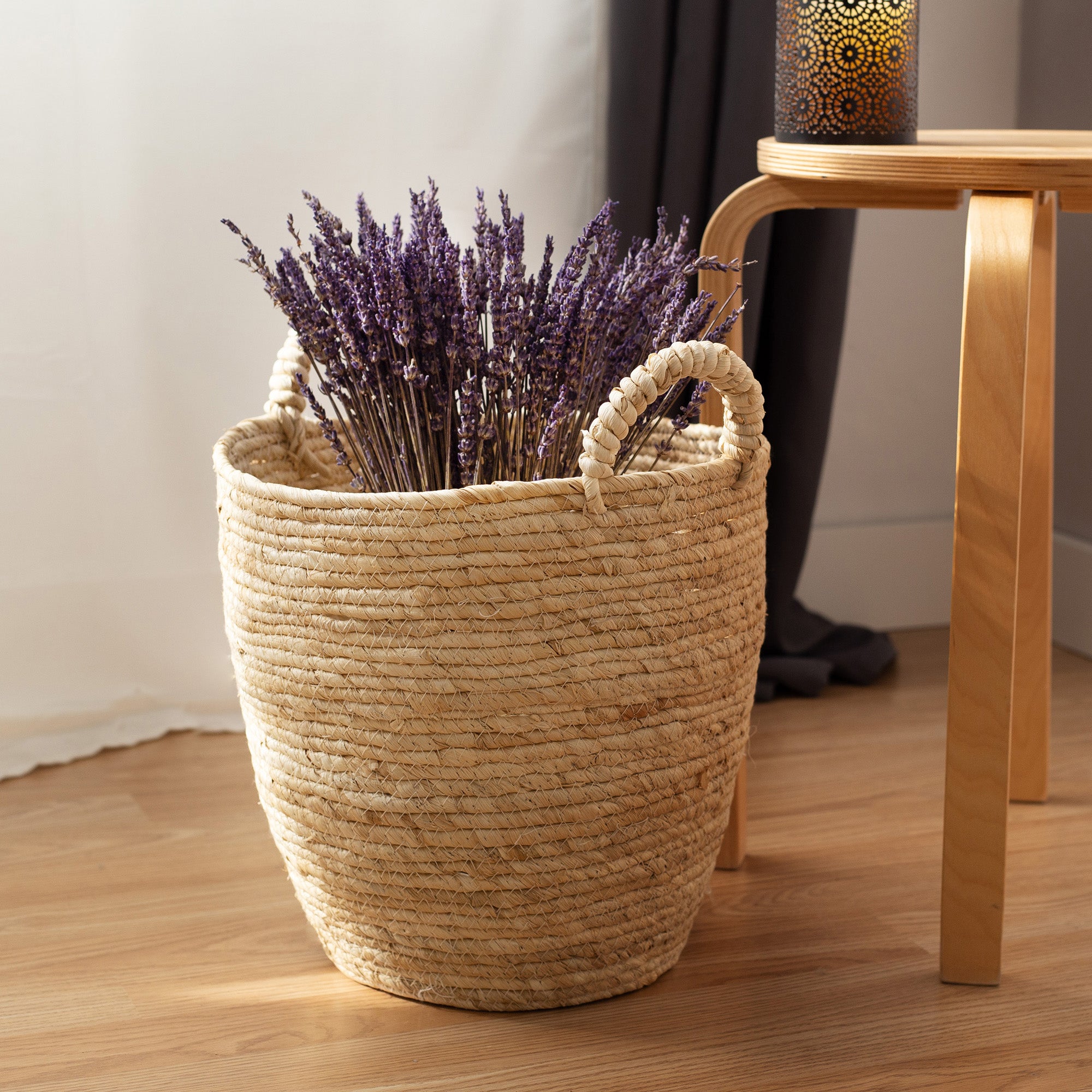 Cesta de almacenaje natural con asas Lhasa