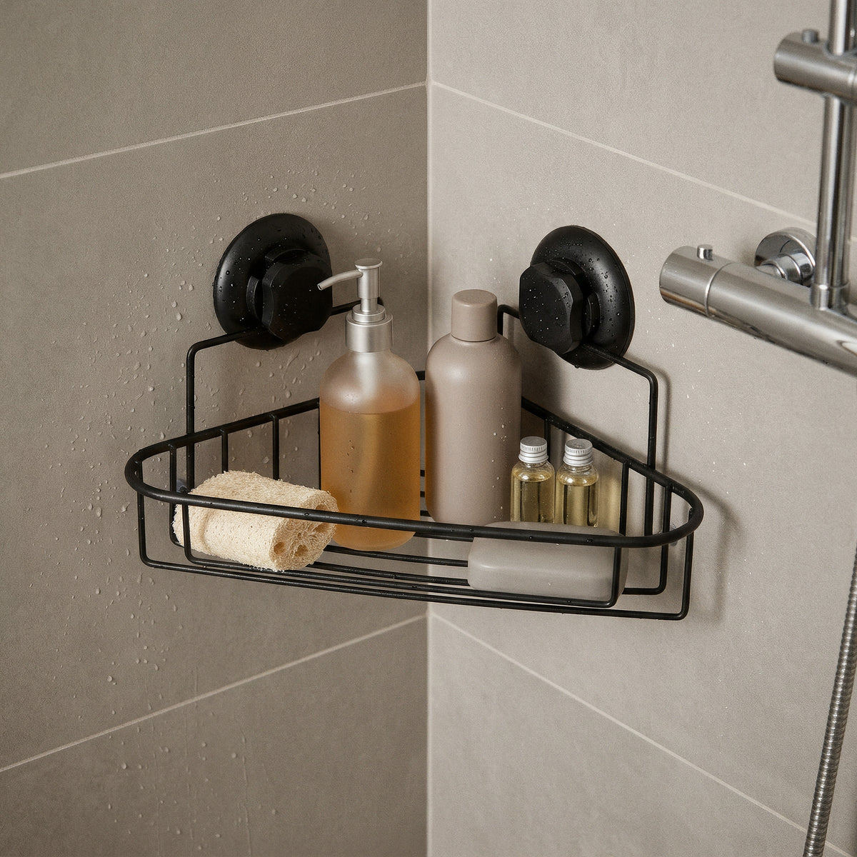 Corner shelf with suction cups Bestlock Black black