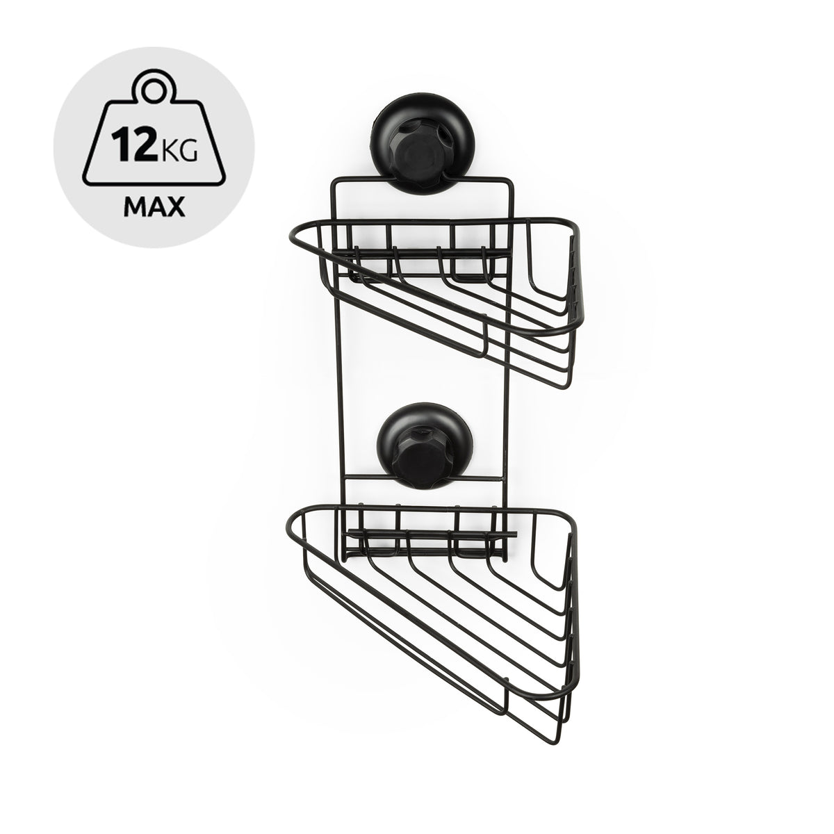 Corner shelf with suction cups 2 levels Bestlock Black black