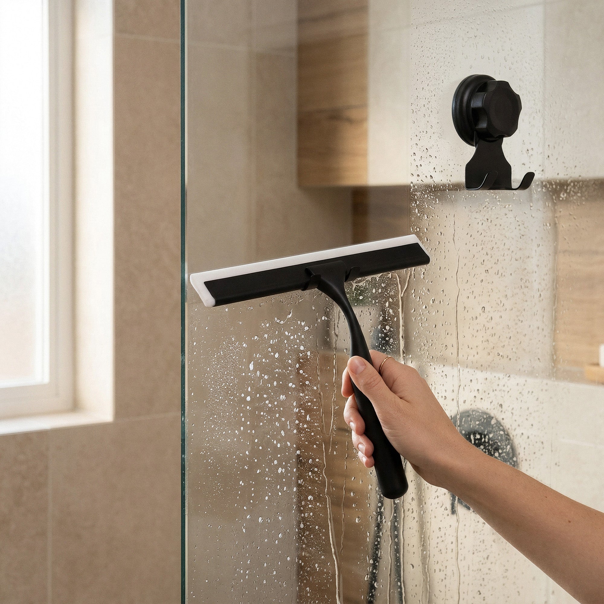 Limpiacristales de ducha con aspiración Bestlock Black negro