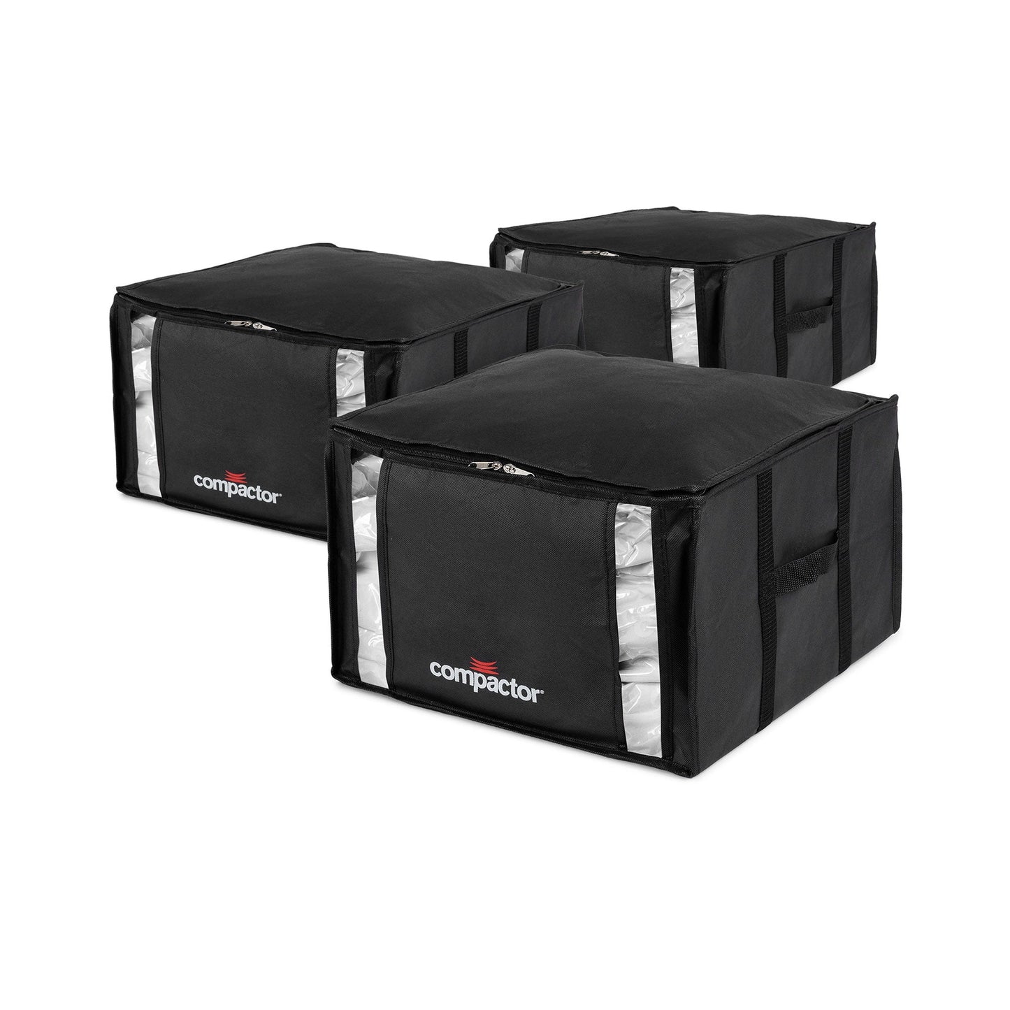 Compactor Pack 3 cajas almacenamiento al vacío Negro M