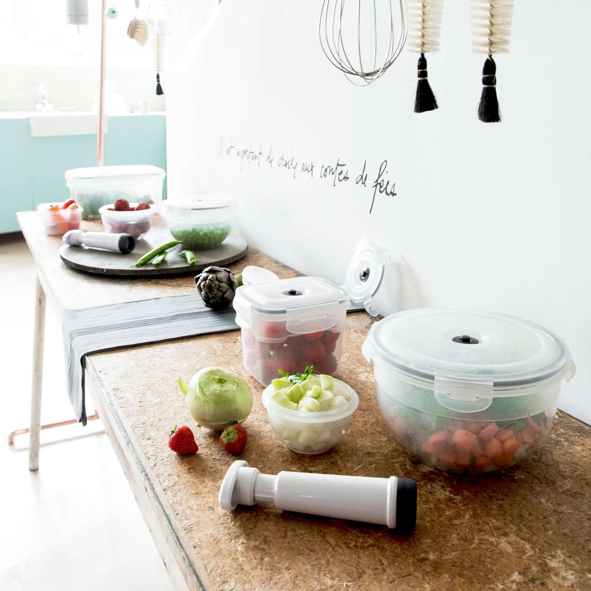 Set de 3 recipientes para alimentos al vacío transparentes Aspifresh S+M+L