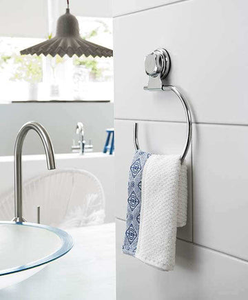 Porte-serviettes à Ventouse Bestlock Argent - Fixation Sans Perçage, Supporte Jusqu'à 6 Kg