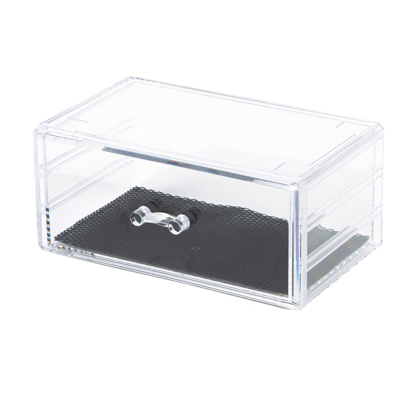 Caja de almacenamiento transparente para maquillaje y joyería con cajón