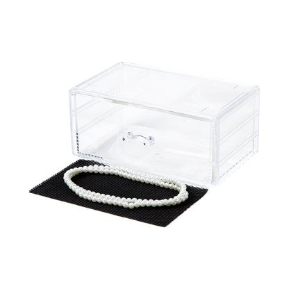 Boîte de rangement avec tiroir pour maquillage et bijoux transparente