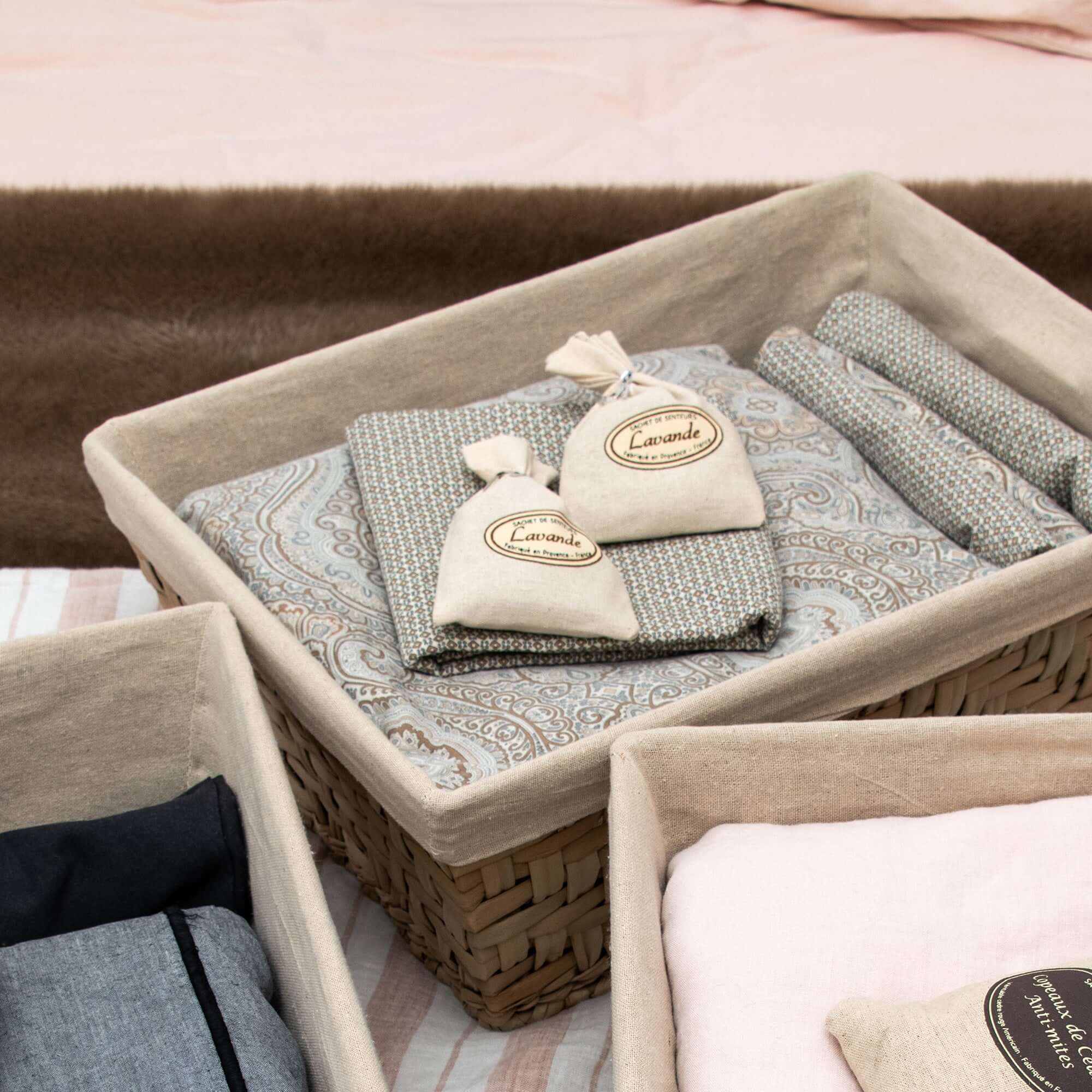 Lote de 2 bolsitas de flores de lavanda para la colada Provenza beige