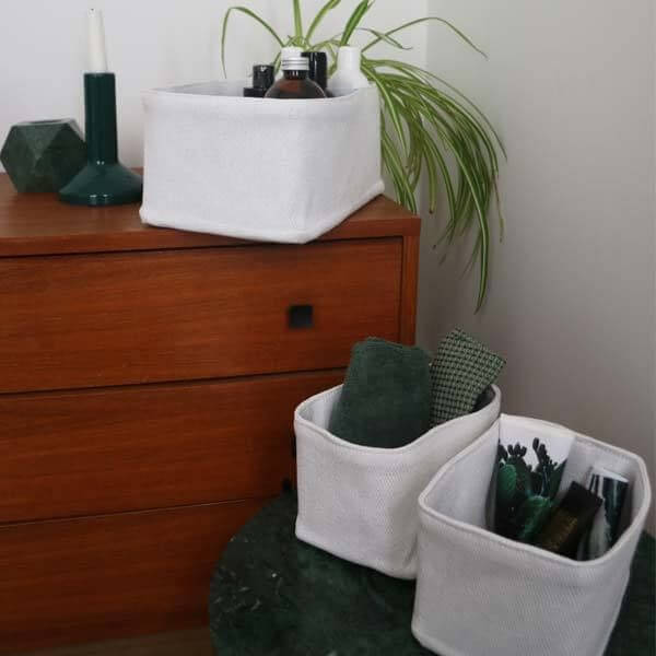 Juego de 3 cestas blandas Noah blancas