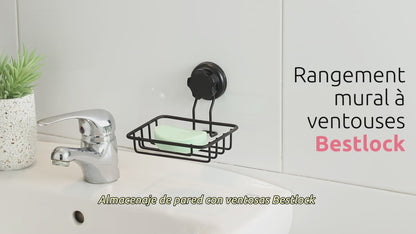 Etagère de douche avec porte savon à ventouses Bestlock Spa noire