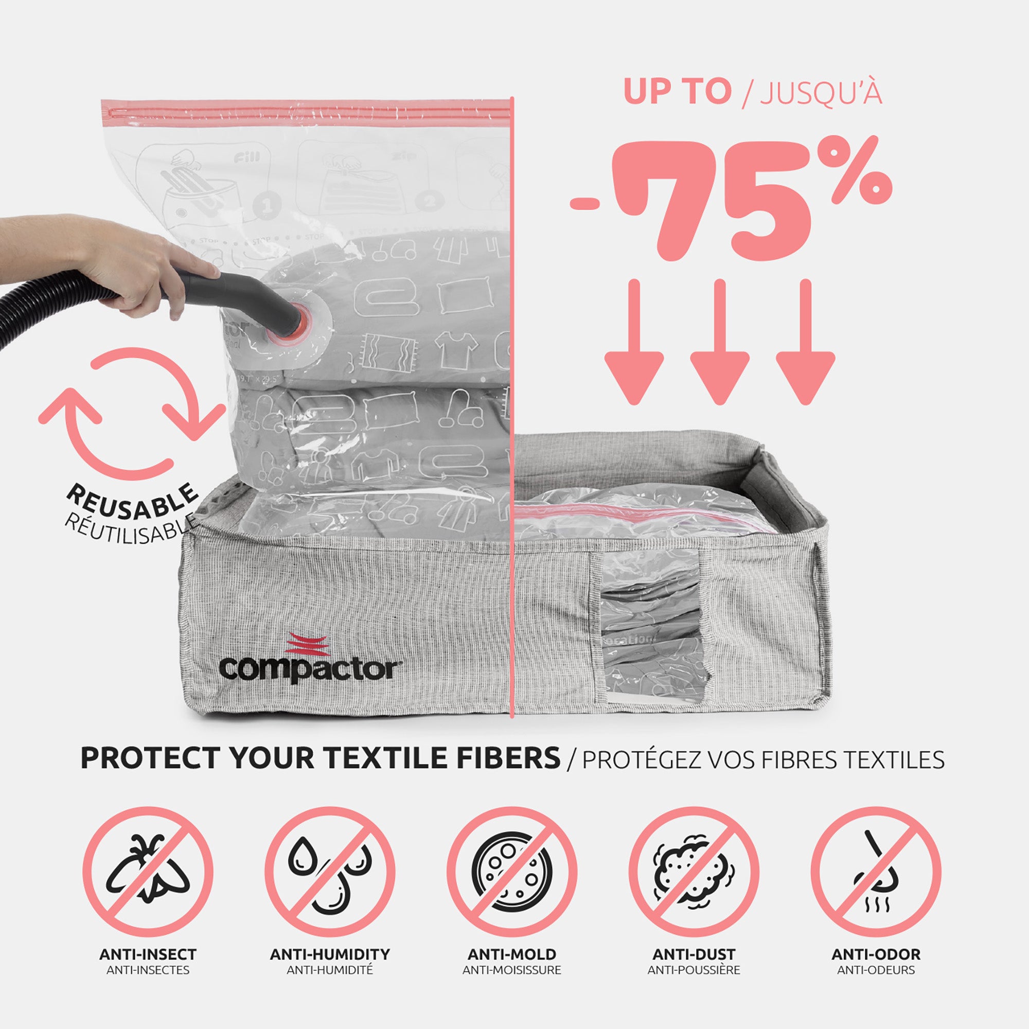 Housse de rangement sous vide Oxford