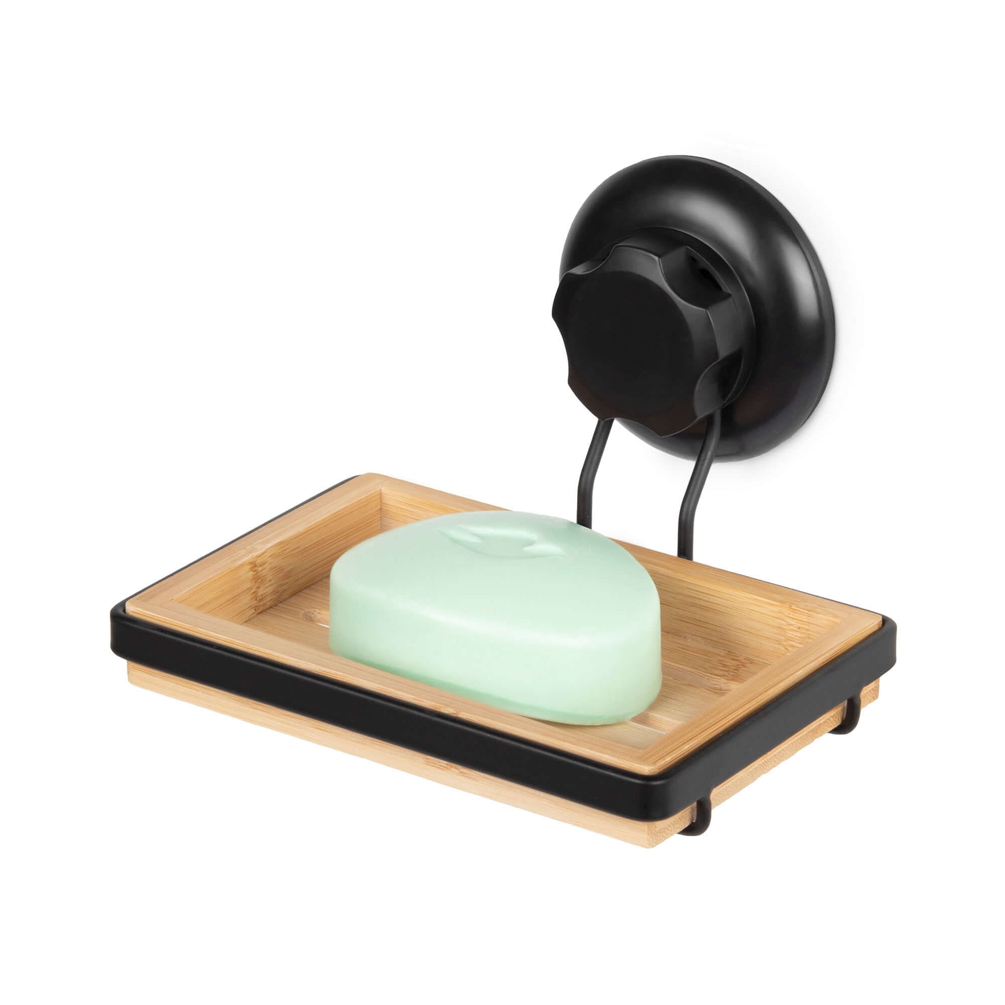 Porte savon mural en bambou à ventouse Bestlock Spa noir