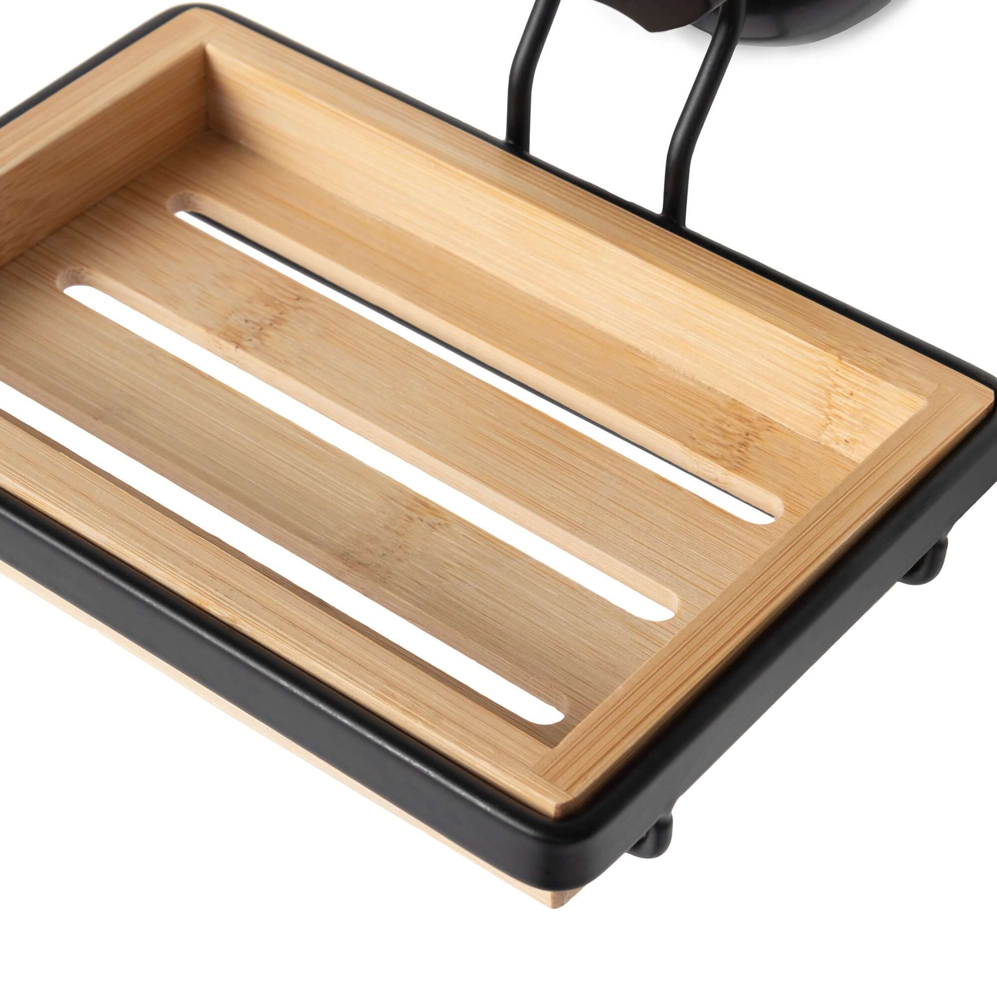 Porte savon mural en bambou à ventouse Bestlock Spa noir