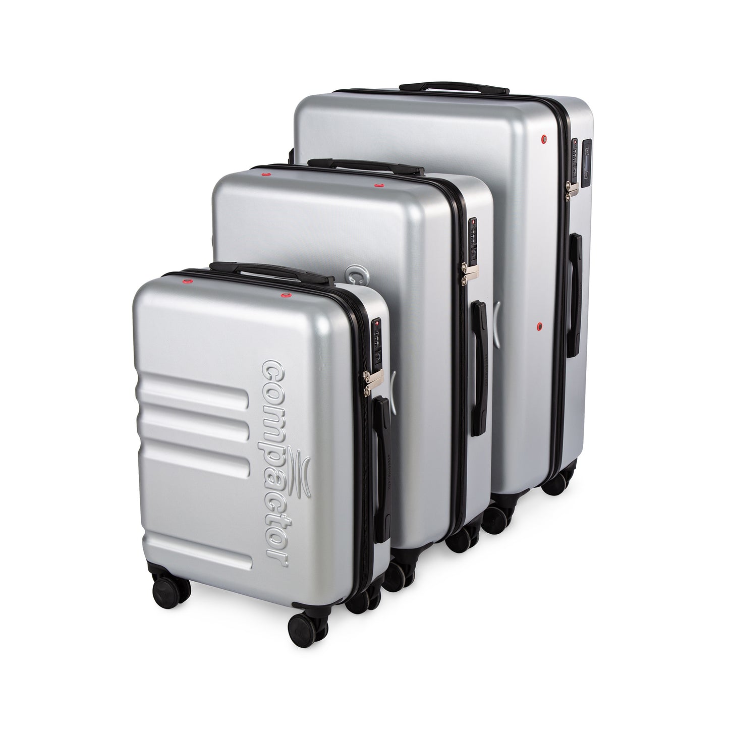 Lot de 3 valises hybrides Luna Cabine + L + XL Gris clair