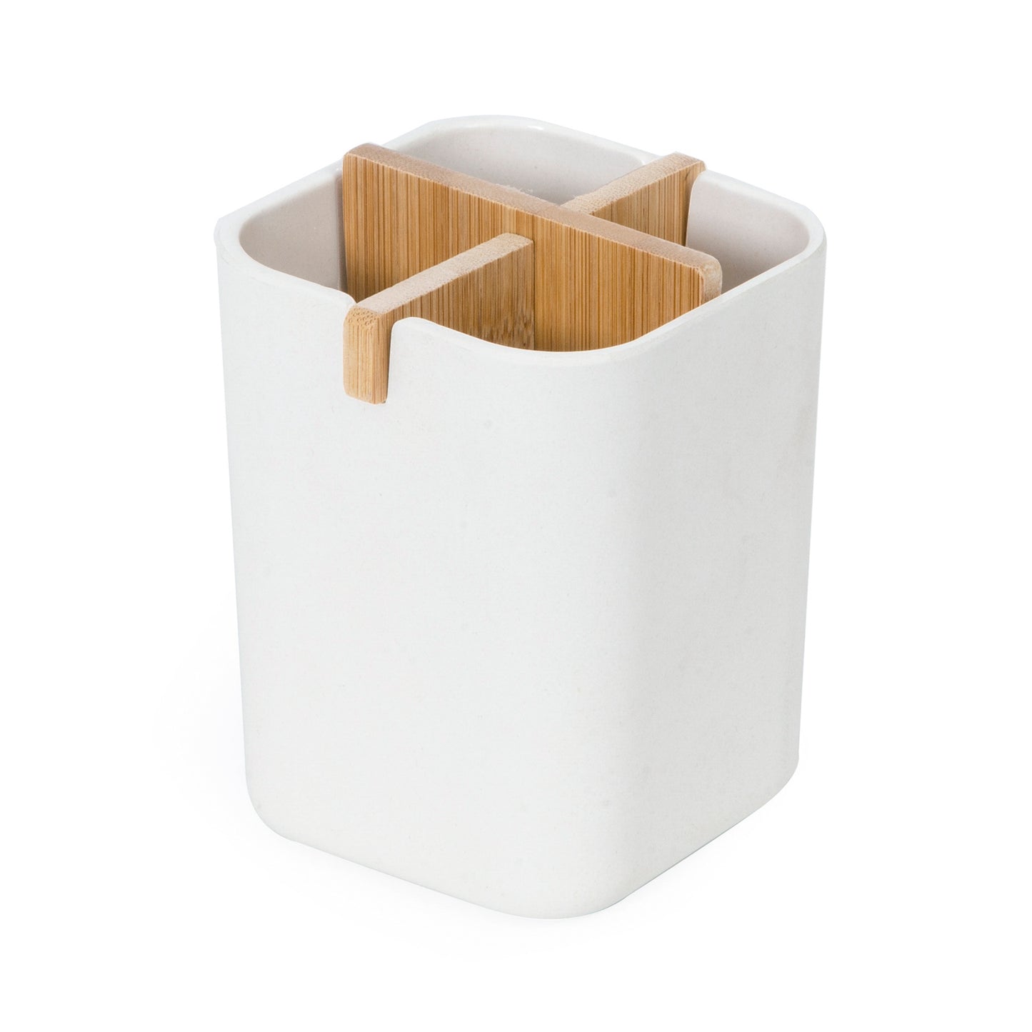 Boîte de rangement compartimentée en bambou et fibre de bambou Ecologik blanche