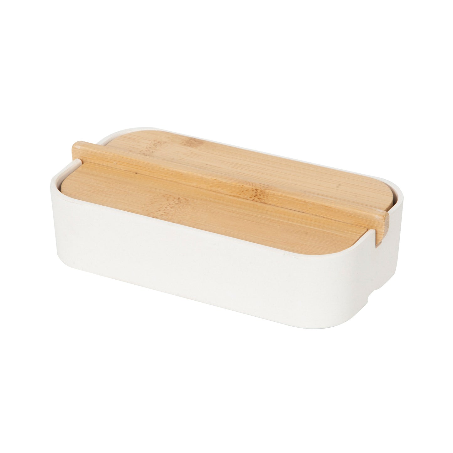Boîte de rangement avec couvercle en fibre de bambou Ecologik blanche