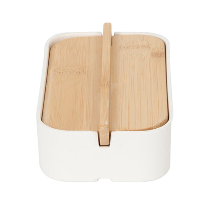 Boîte de rangement avec couvercle en fibre de bambou Ecologik blanche