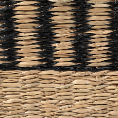 Set de 2 cestas con asas de junco marino Romy natural y negro