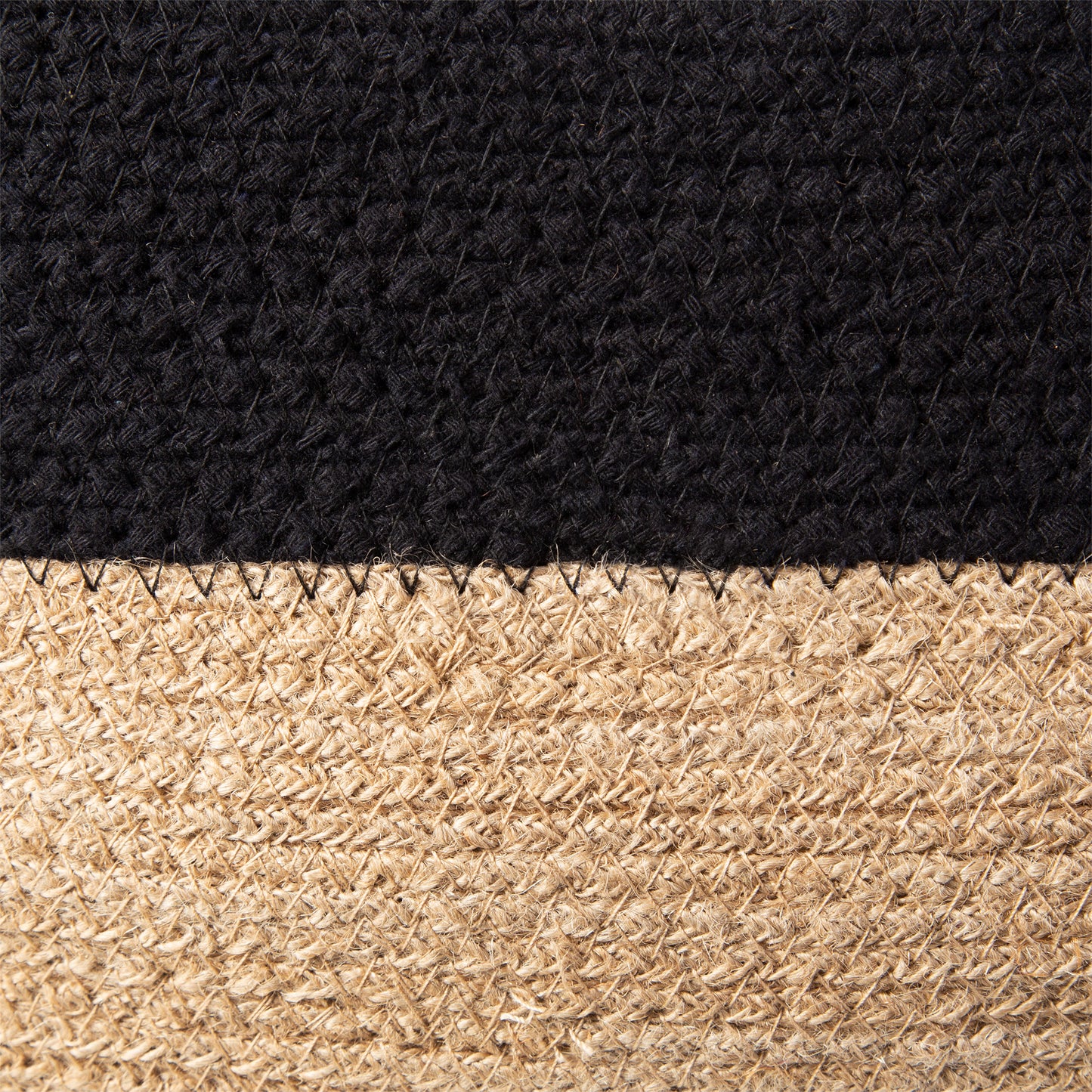 Panier de rangement en jute et coton avec anses Magura L noir et naturel