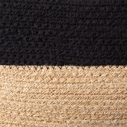 Panier de rangement en jute et coton avec anses Magura L noir et naturel
