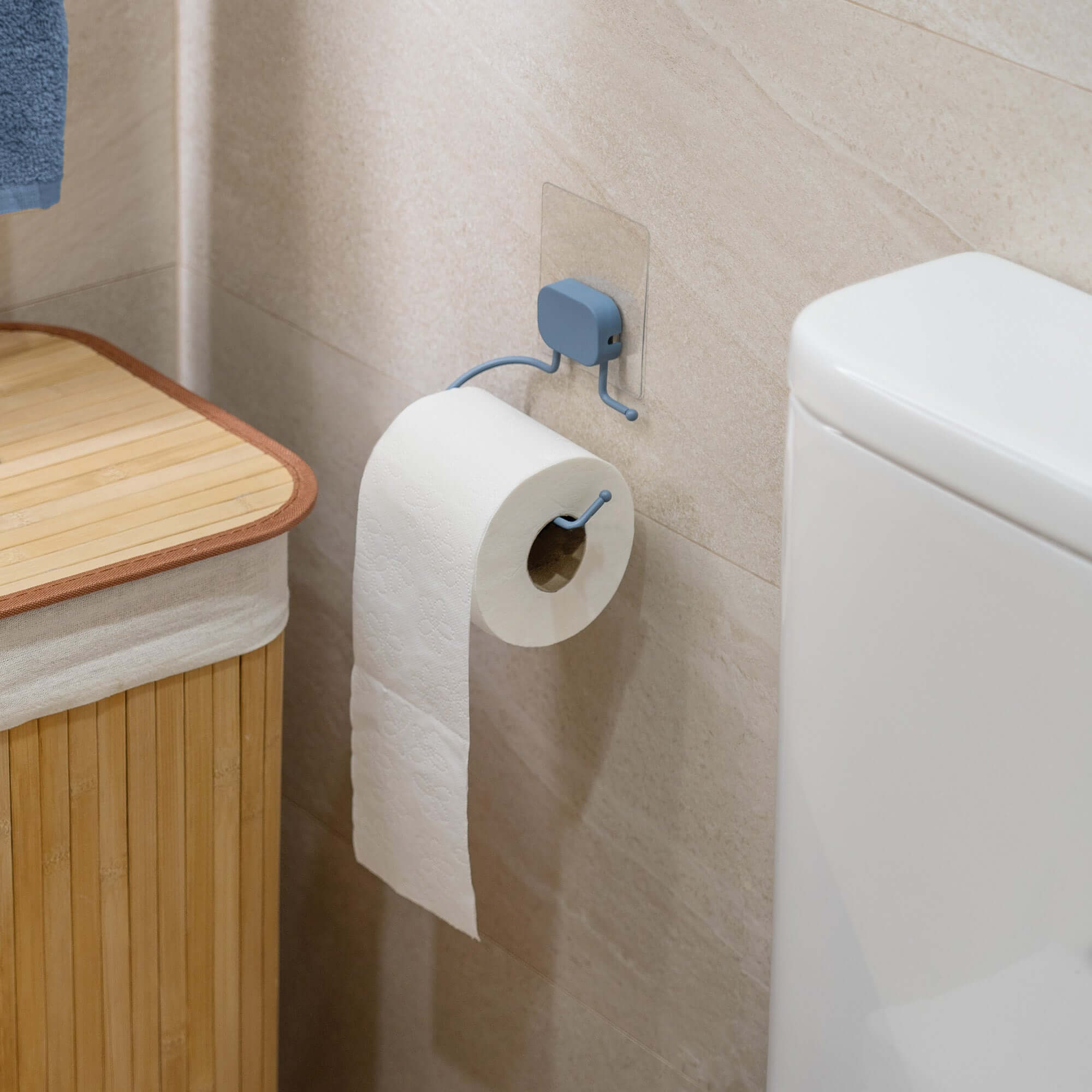 Portarrollos de papel higiénico autoadhesivo de alta resistencia Grenå azul