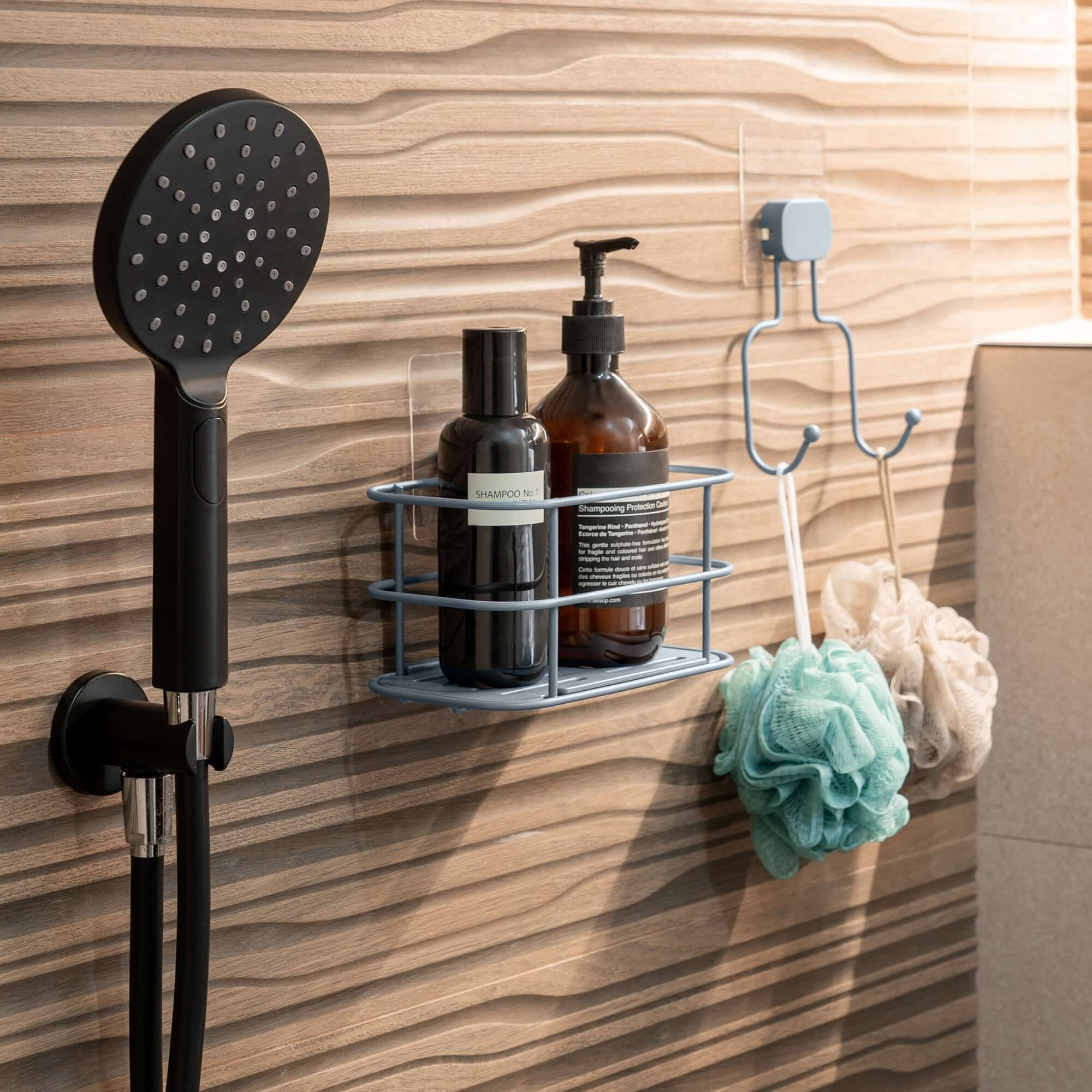 Cesta de almacenamiento de pared autoadhesiva de alta resistencia azul Grenå