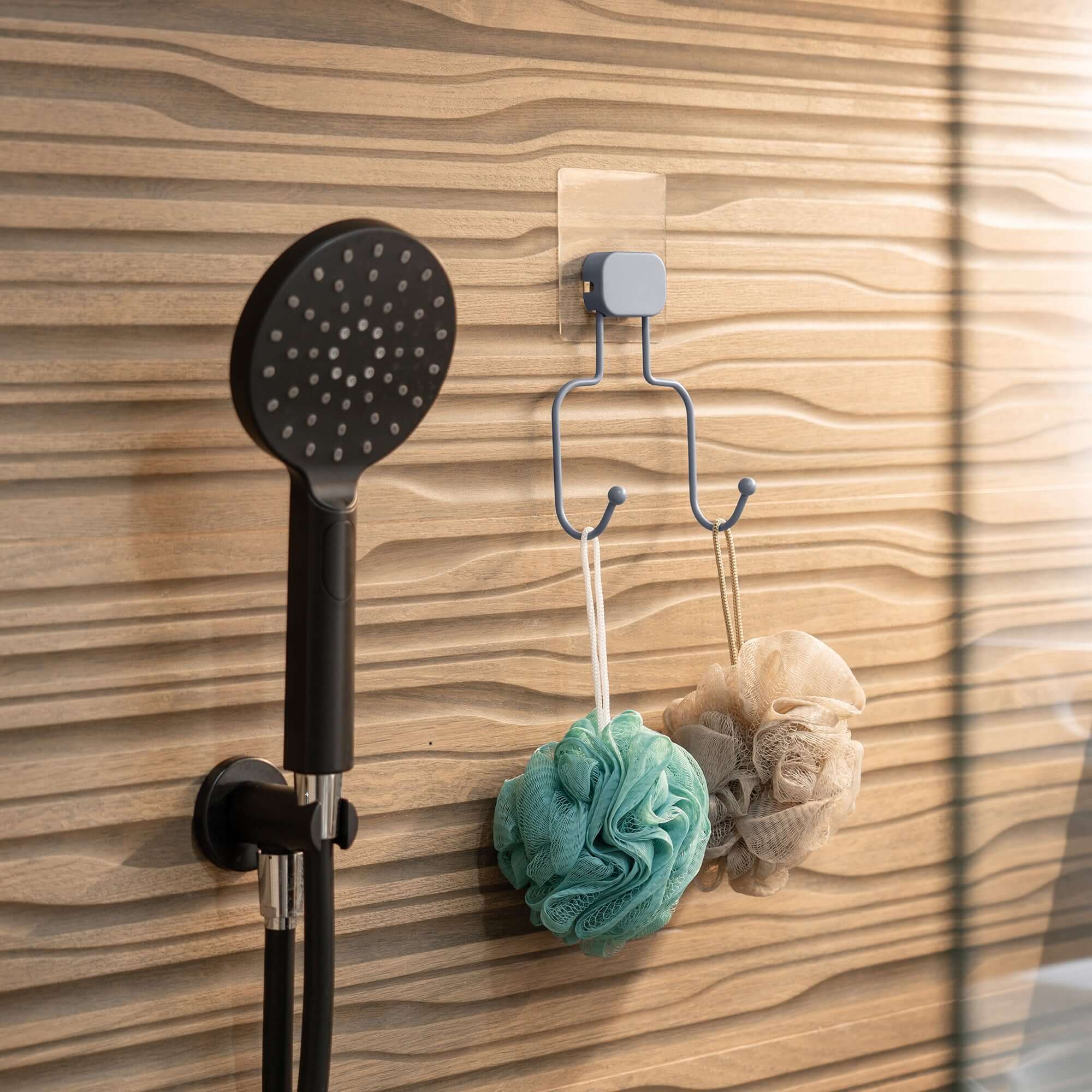 Gancho doble autoadhesivo de alta resistencia azul Grenå