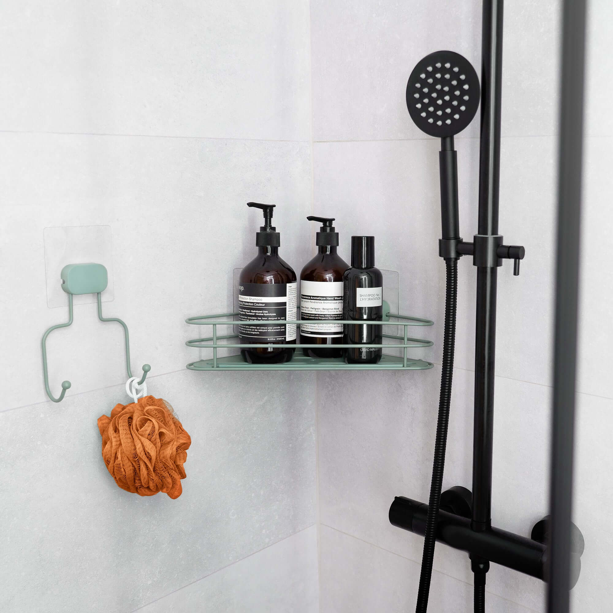 Estante esquinero de pared autoadhesivo de alta resistencia Grenå verde