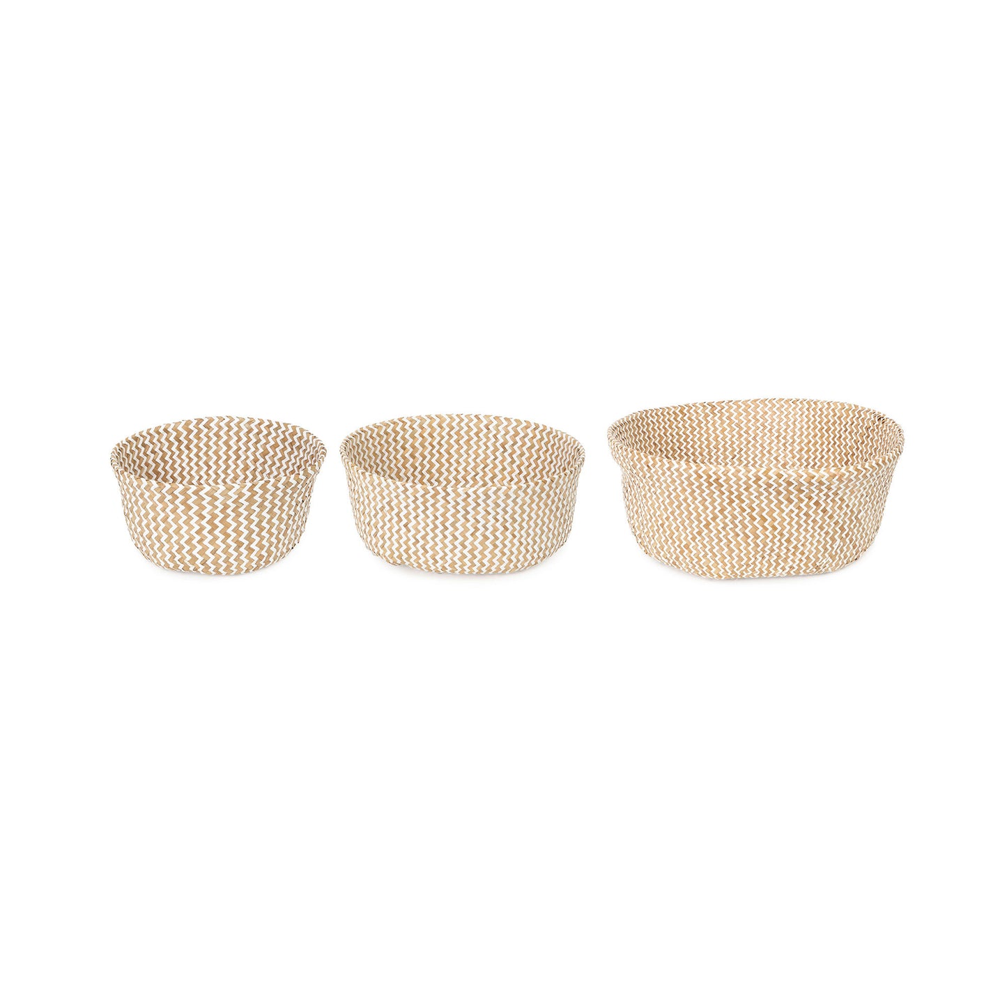 Lot de 3 paniers de rangement Belly naturels et blancs