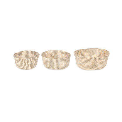 Lot de 3 paniers de rangement Belly naturels et blancs