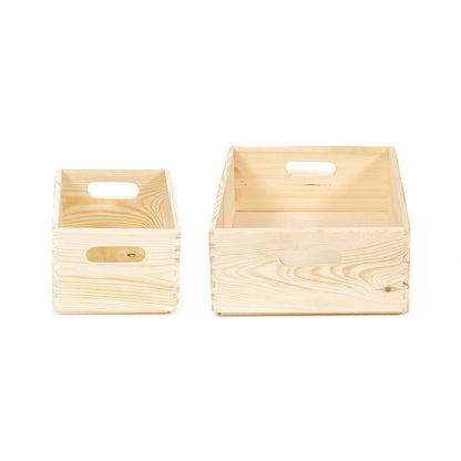 Lot de 2 boîtes de rangement en bois naturel Skyr