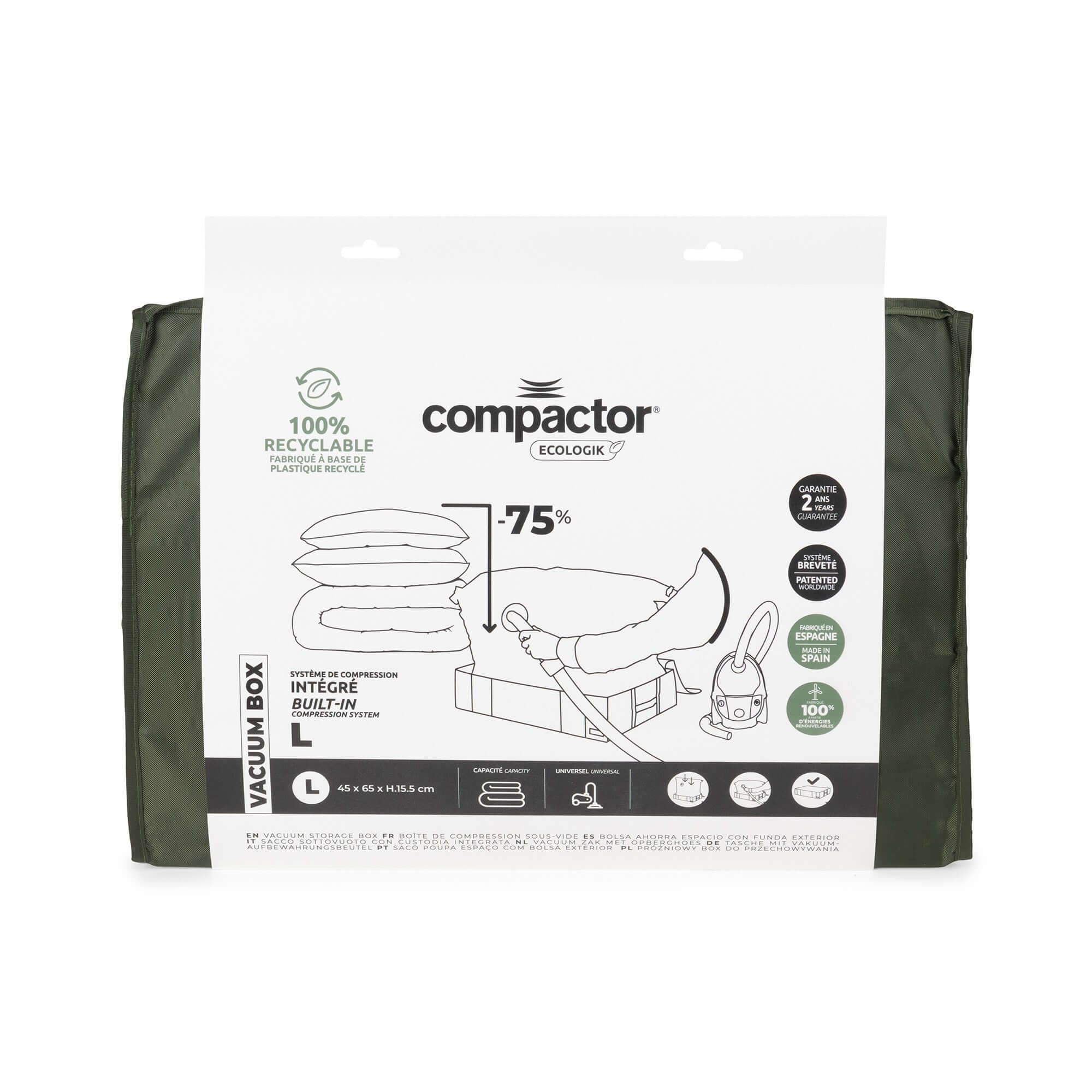 Housse de rangement sous vide Ecologik