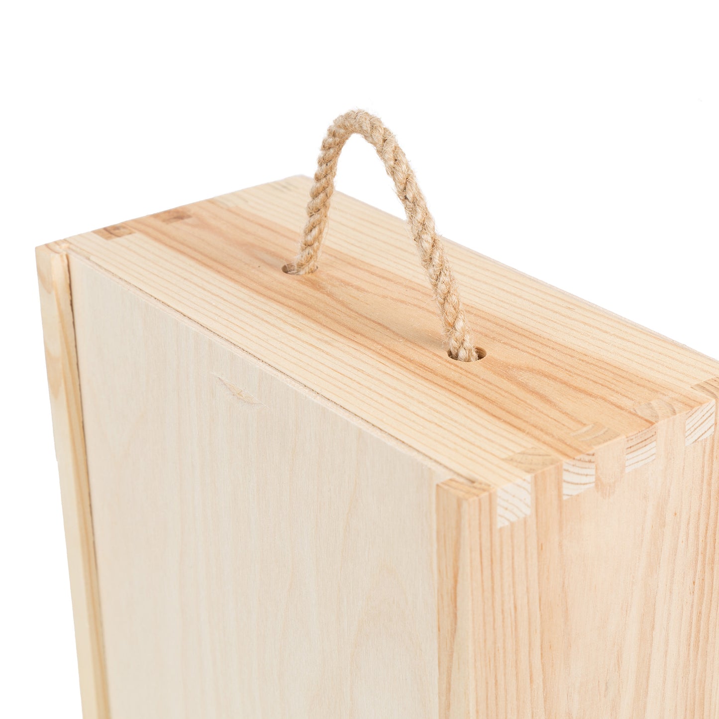 Caja de pino natural para 2 botellas de vino moscatel