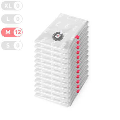 Pack Compactor de 12 bolsas de almacenamiento al vacío transparentes Aspispace M