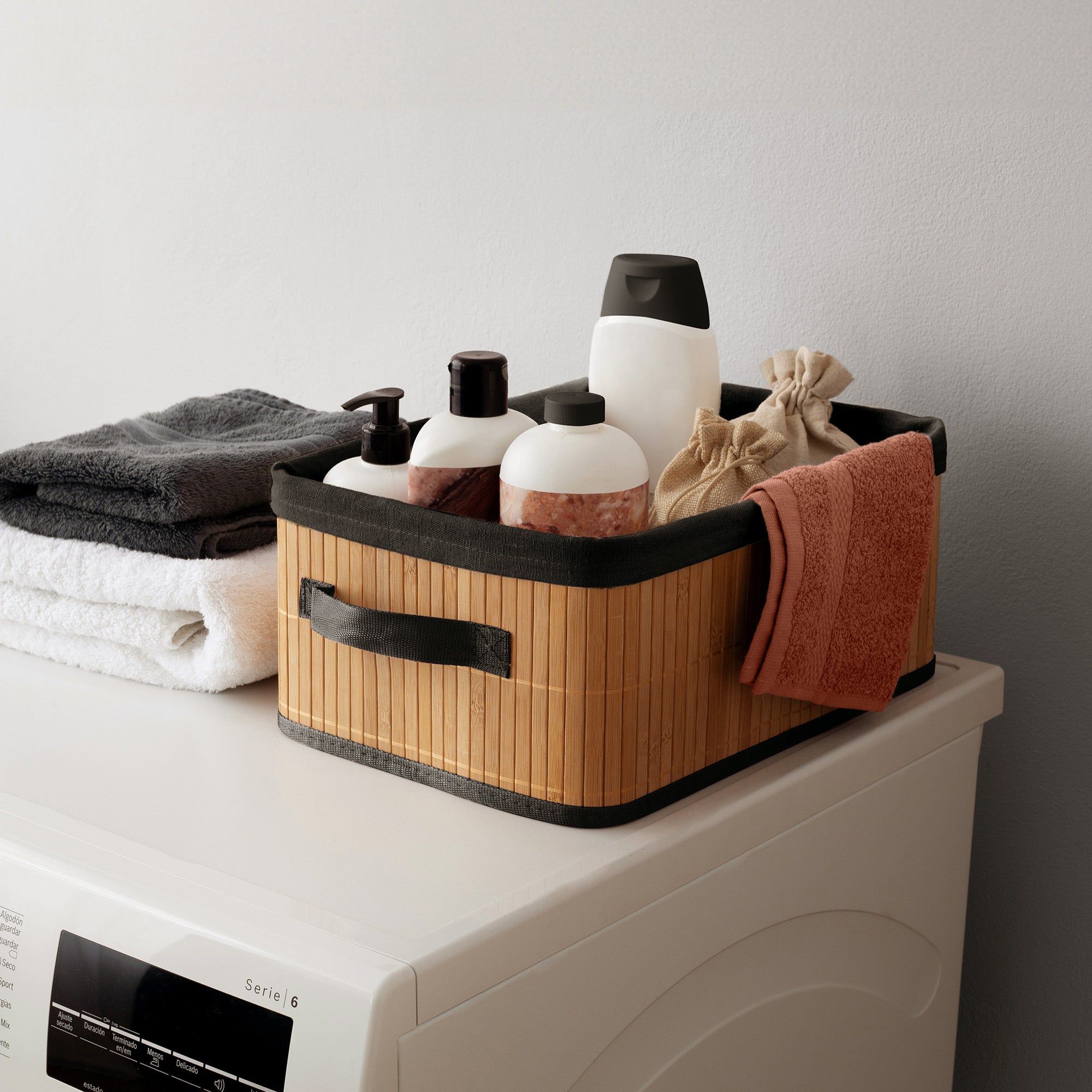 Panier de rangement pliable en bambou