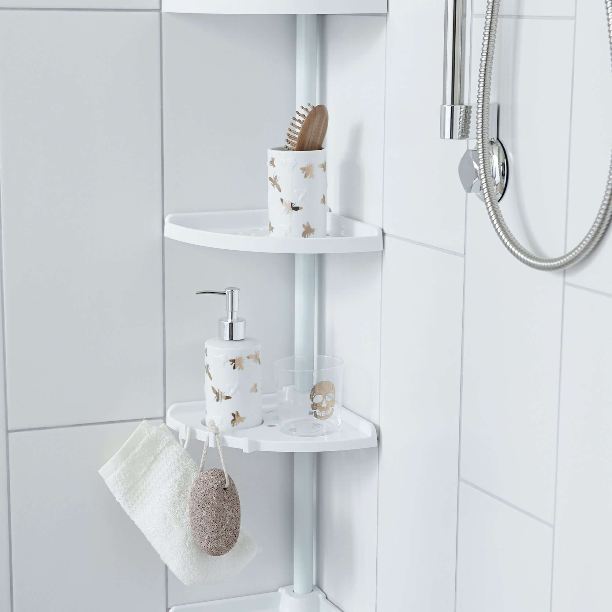 Estante esquinero de ducha extensible blanco Gina