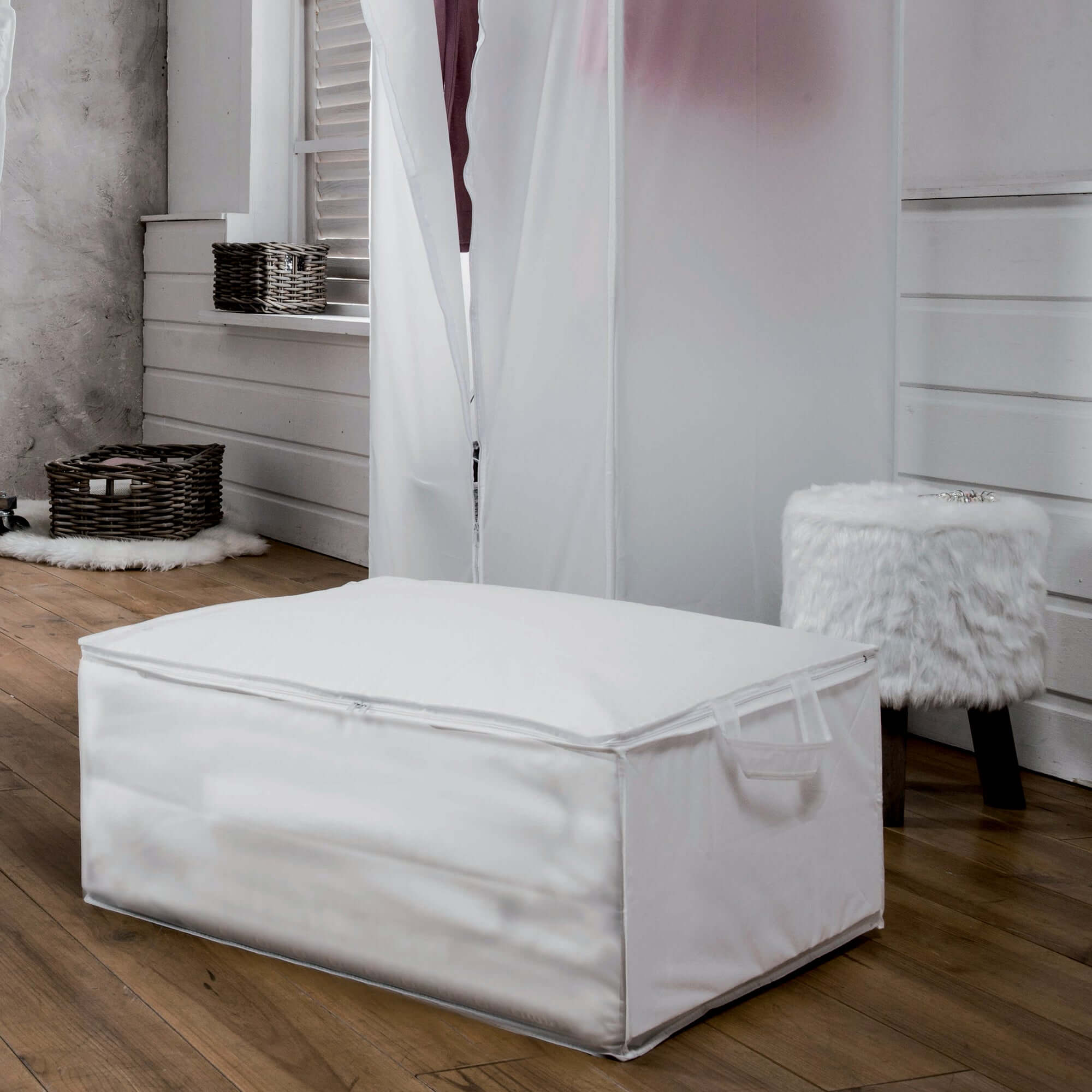 Housse de rangement pour couette Milky blanche