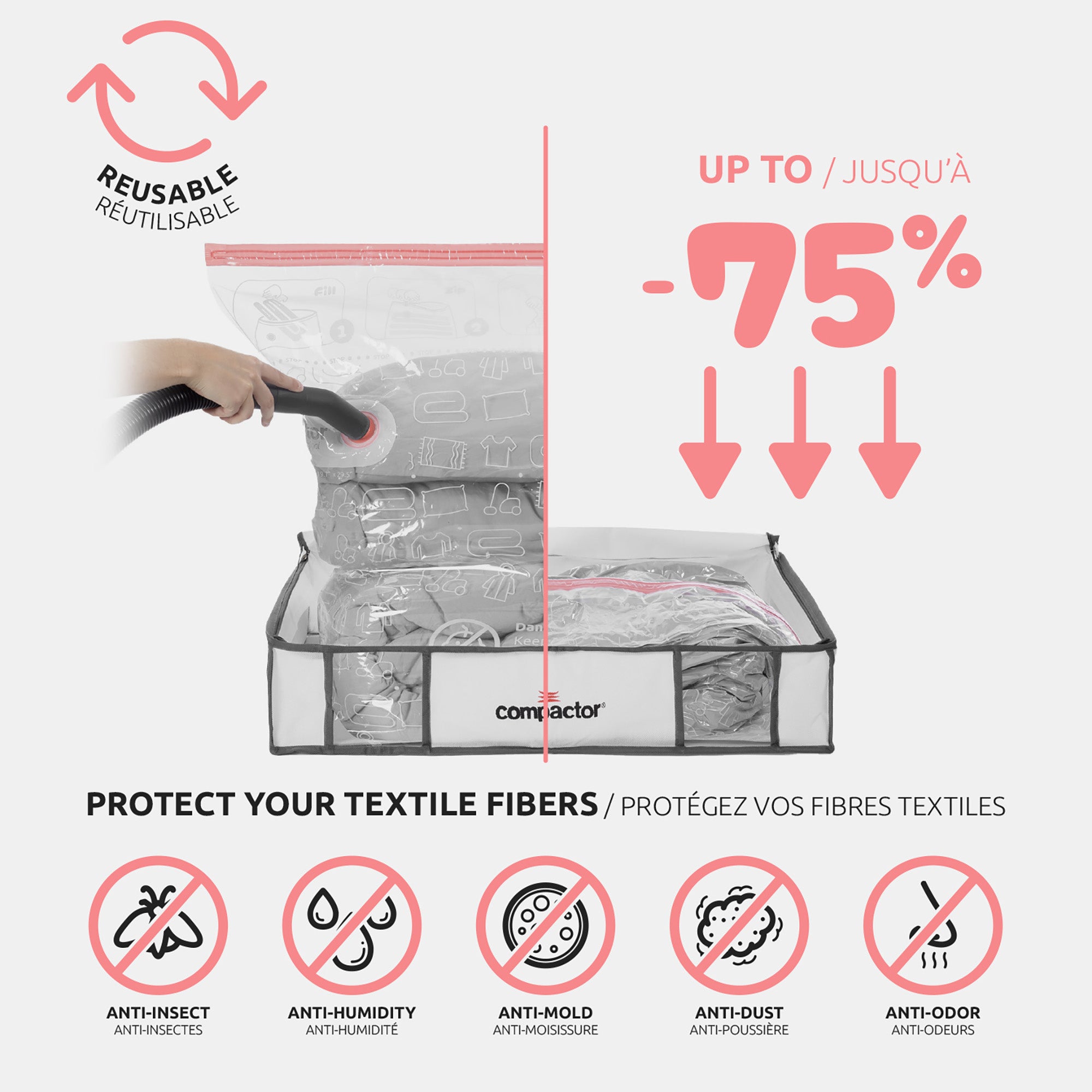 Housse de rangement sous vide Ecologik