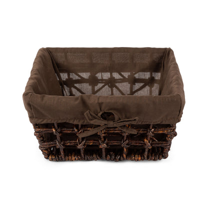 Panier de rangement doublé tissu Cara marron