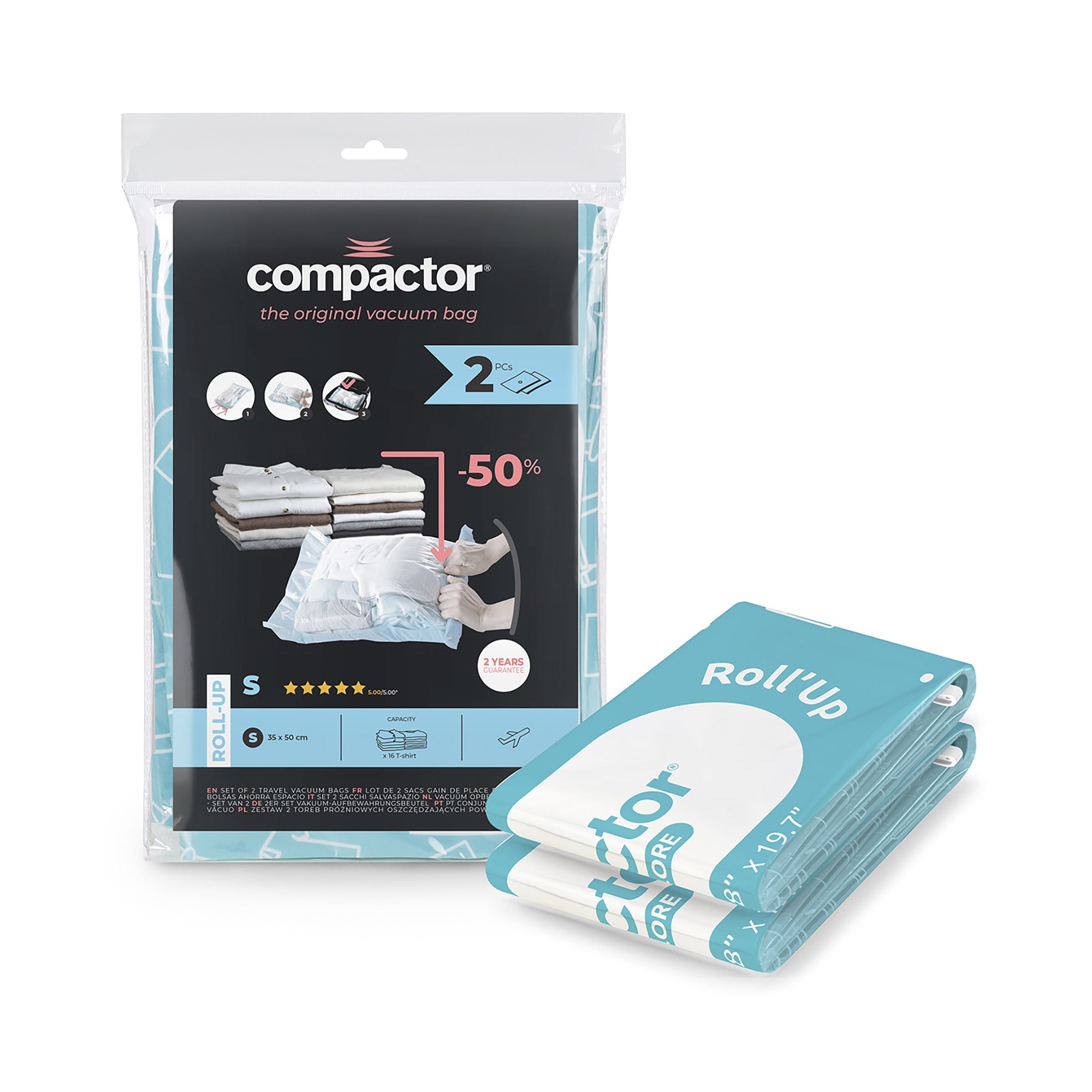 Lot de 2 sacs sous vide de voyage Roll-up