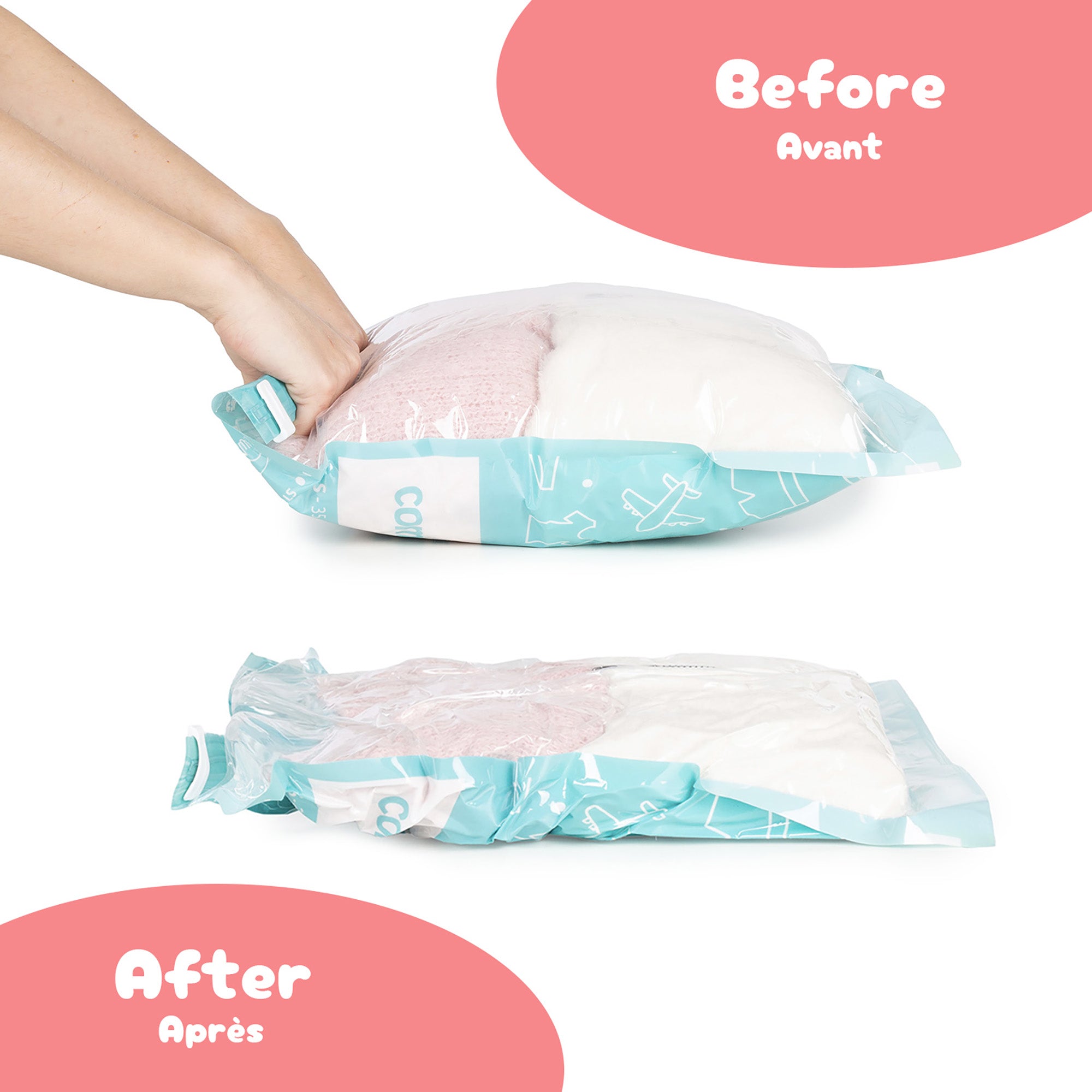 Lot de 2 sacs sous vide de voyage Roll-up