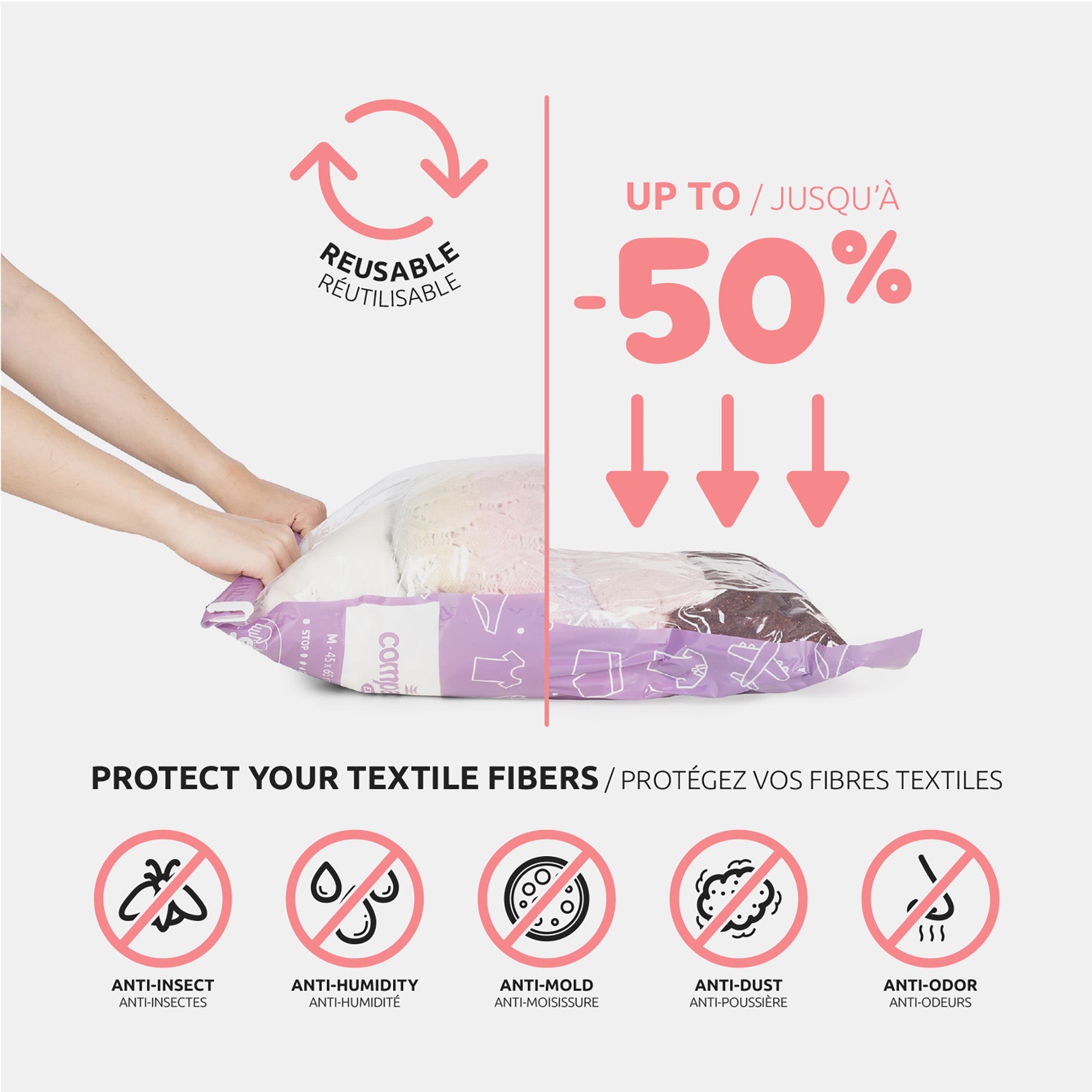 Lot de 2 sacs sous vide de voyage Roll-up