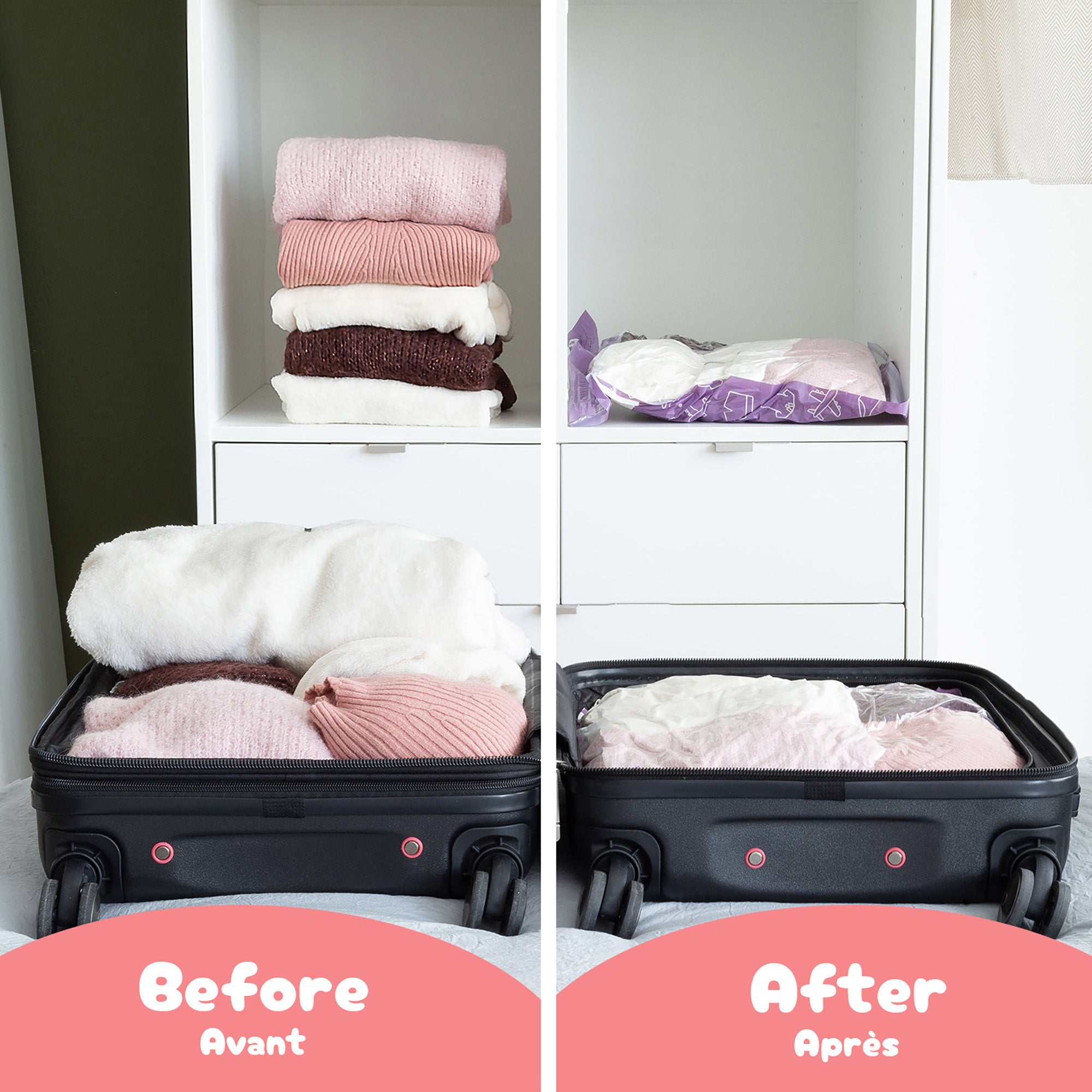 Lot de 2 sacs sous vide de voyage Roll-up