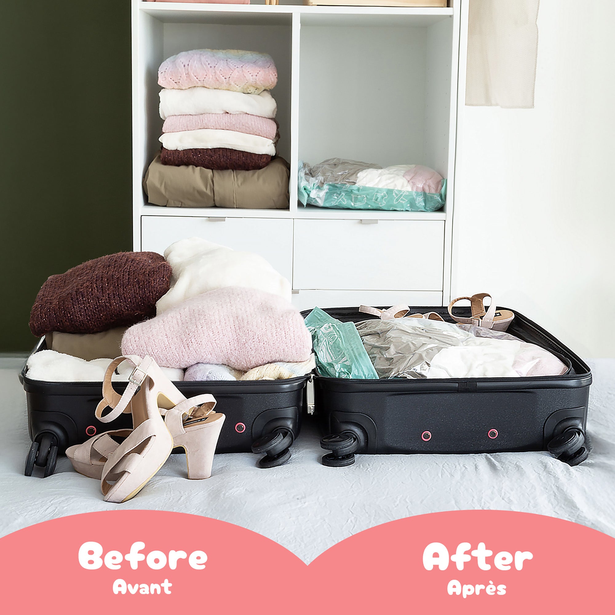 Lot de 2 sacs sous vide de voyage Roll-up