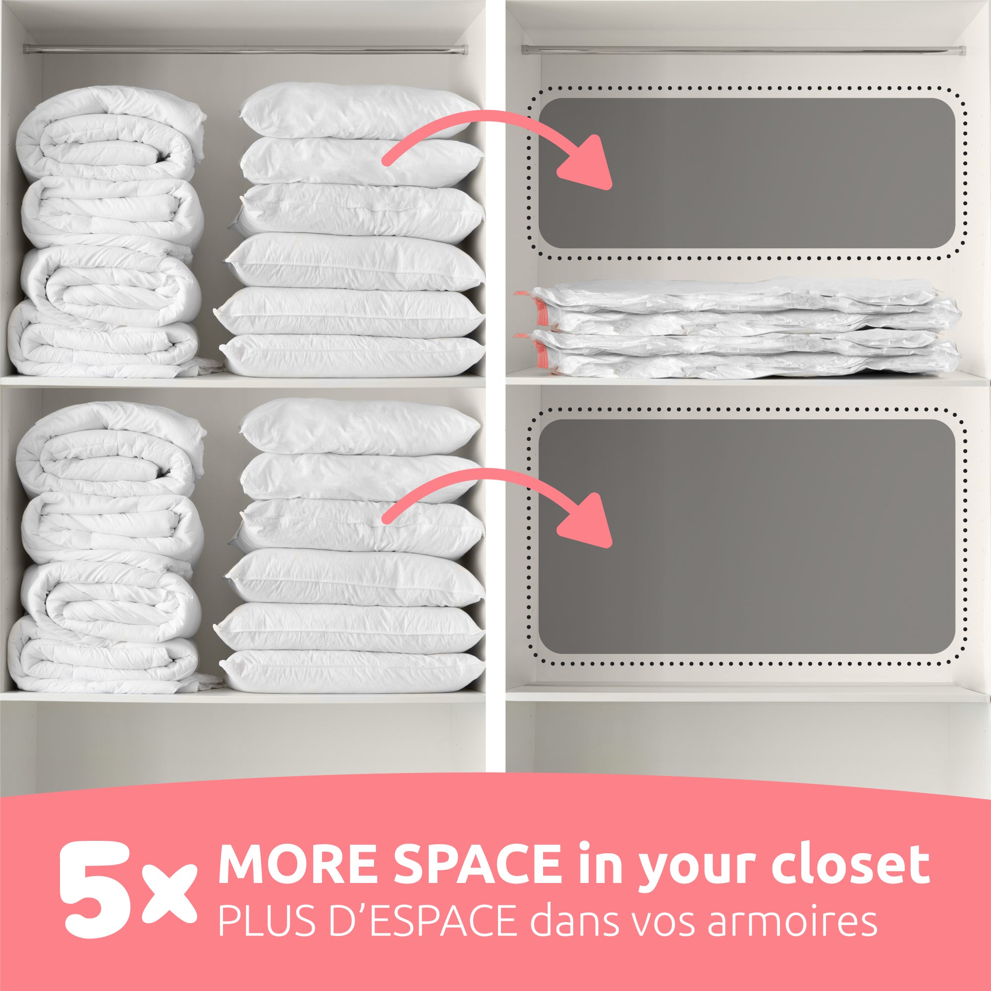 Sac rangement sous vide Aspispace Avant/Après