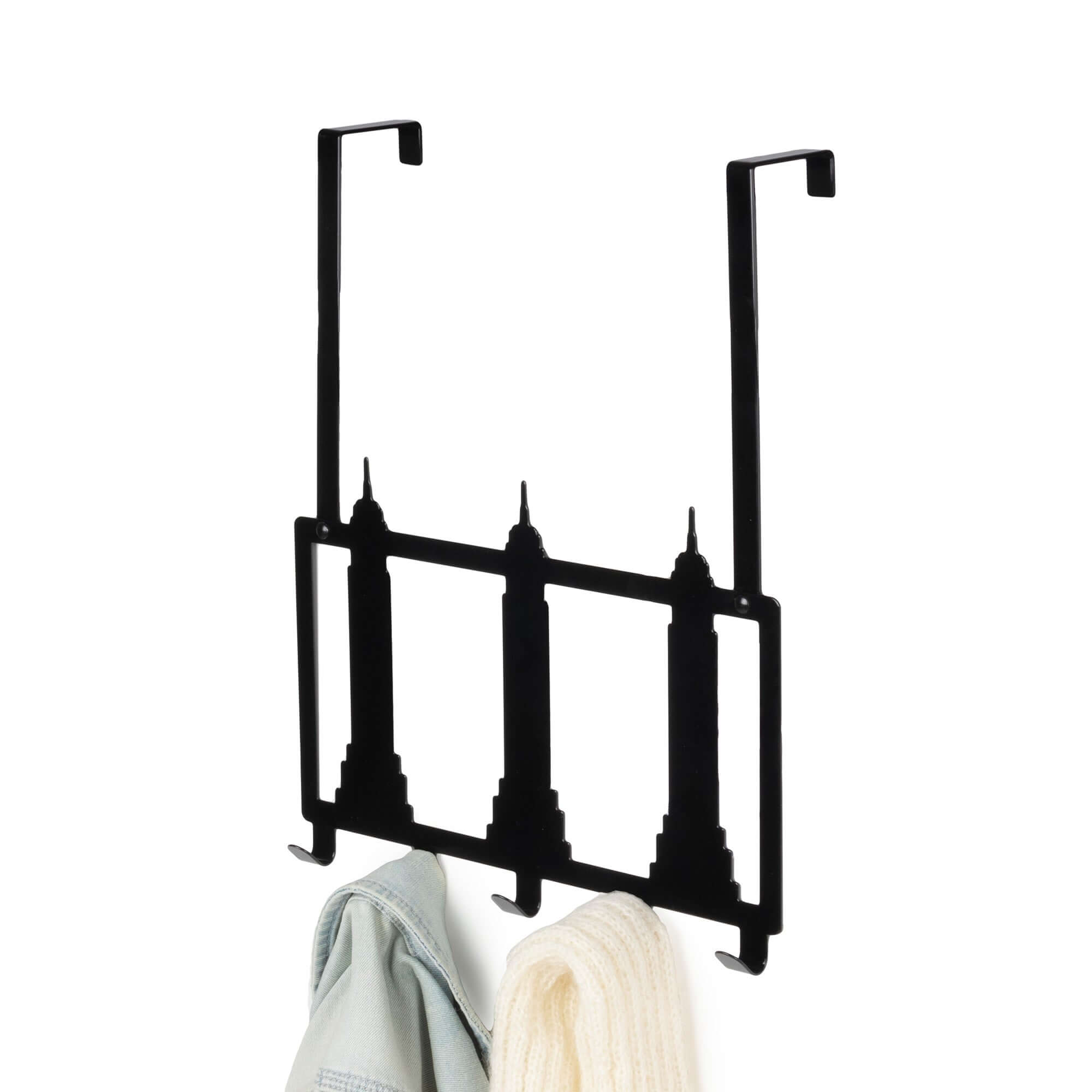 Patère de porte en métal Empire State noire