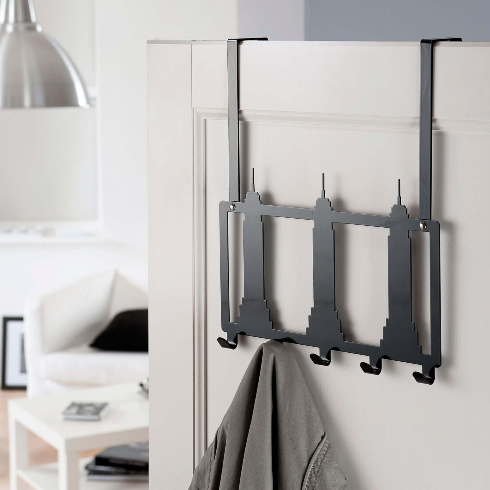 Patère de porte en métal Empire State noire