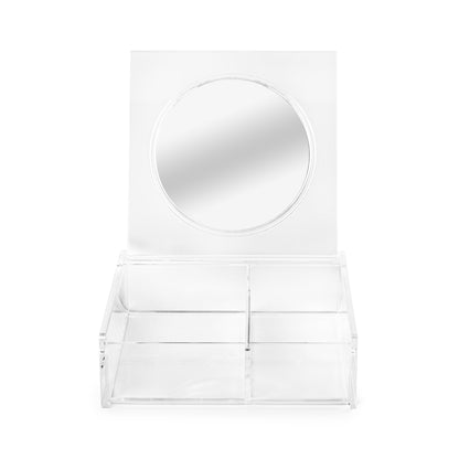 Caja de almacenamiento con espejo para maquillaje y joyería Cosmetic transparente