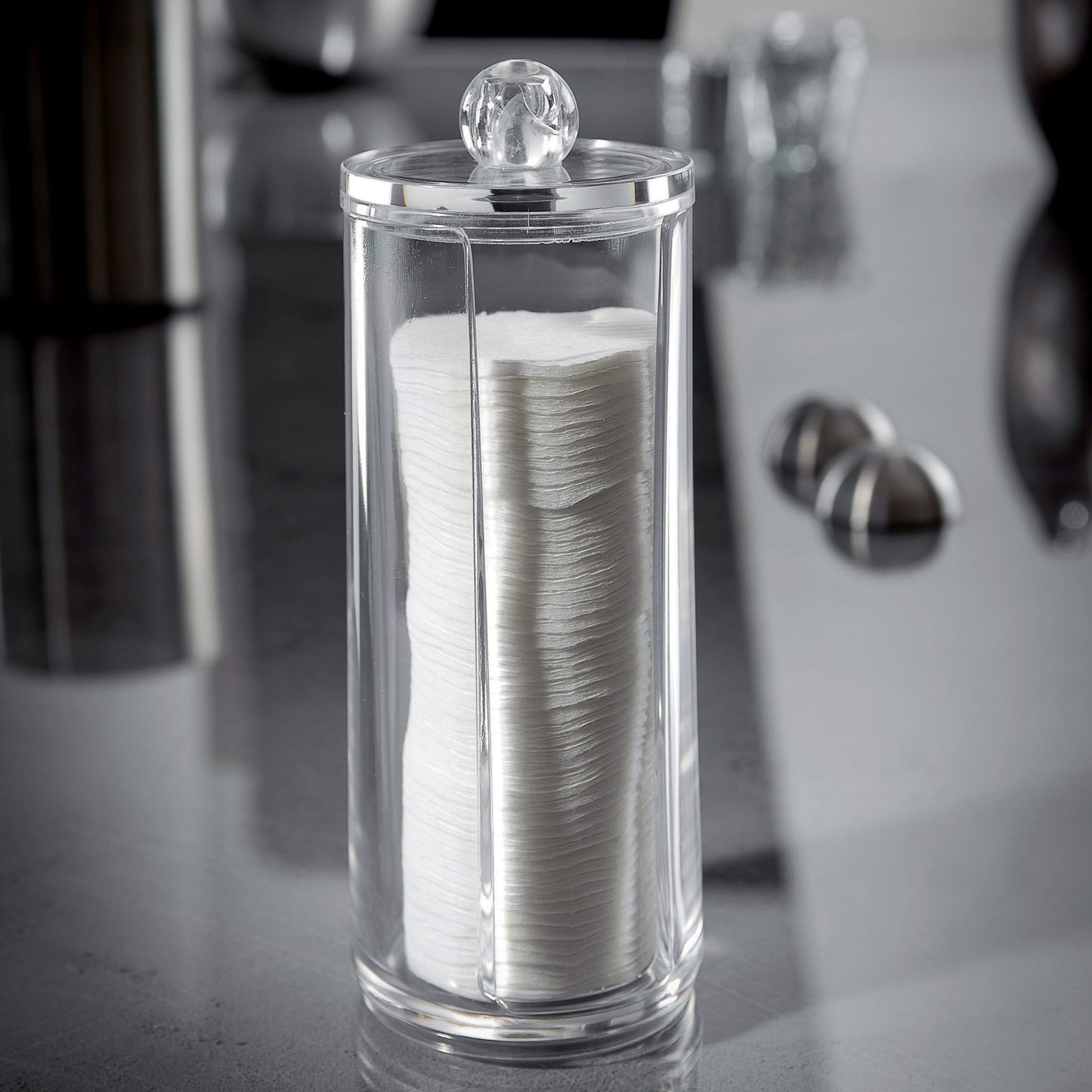 Dispensador de algodón desmaquillante transparente cosmético